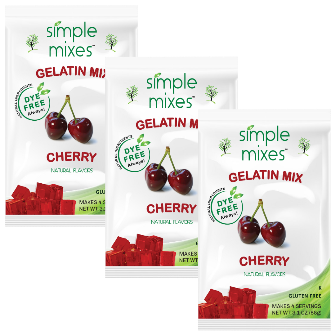 Simple Mixes Natural Dye-Free, Gluten-Free Gelatin Mix - Cherry, 3 Pack