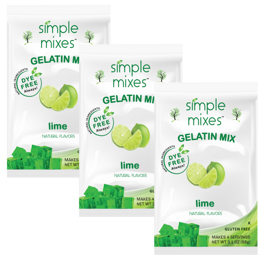 Simple Mixes Natural Dye-Free, Gluten-Free Gelatin Mix - Lime, 3 Pack