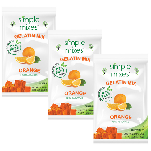 Simple Mixes Natural Dye-Free, Gluten-Free Gelatin Mix - Orange, 3 Pack