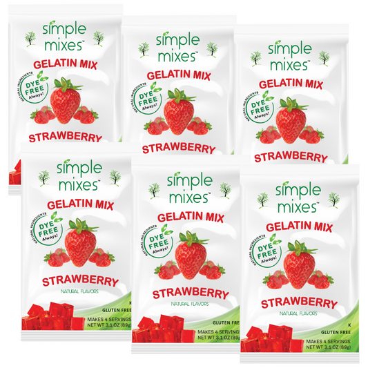Simple Mixes Natural Dye-Free, Gluten-Free Gelatin Mix - Strawberry, 6 Pack