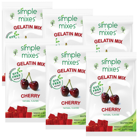 Simple Mixes Natural Dye-Free, Gluten-Free Gelatin Mix - Cherry, 6 Pack