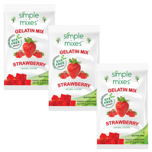 Simple Mixes Natural Dye-Free, Gluten-Free Gelatin Mix - Strawberry, 3 Pack