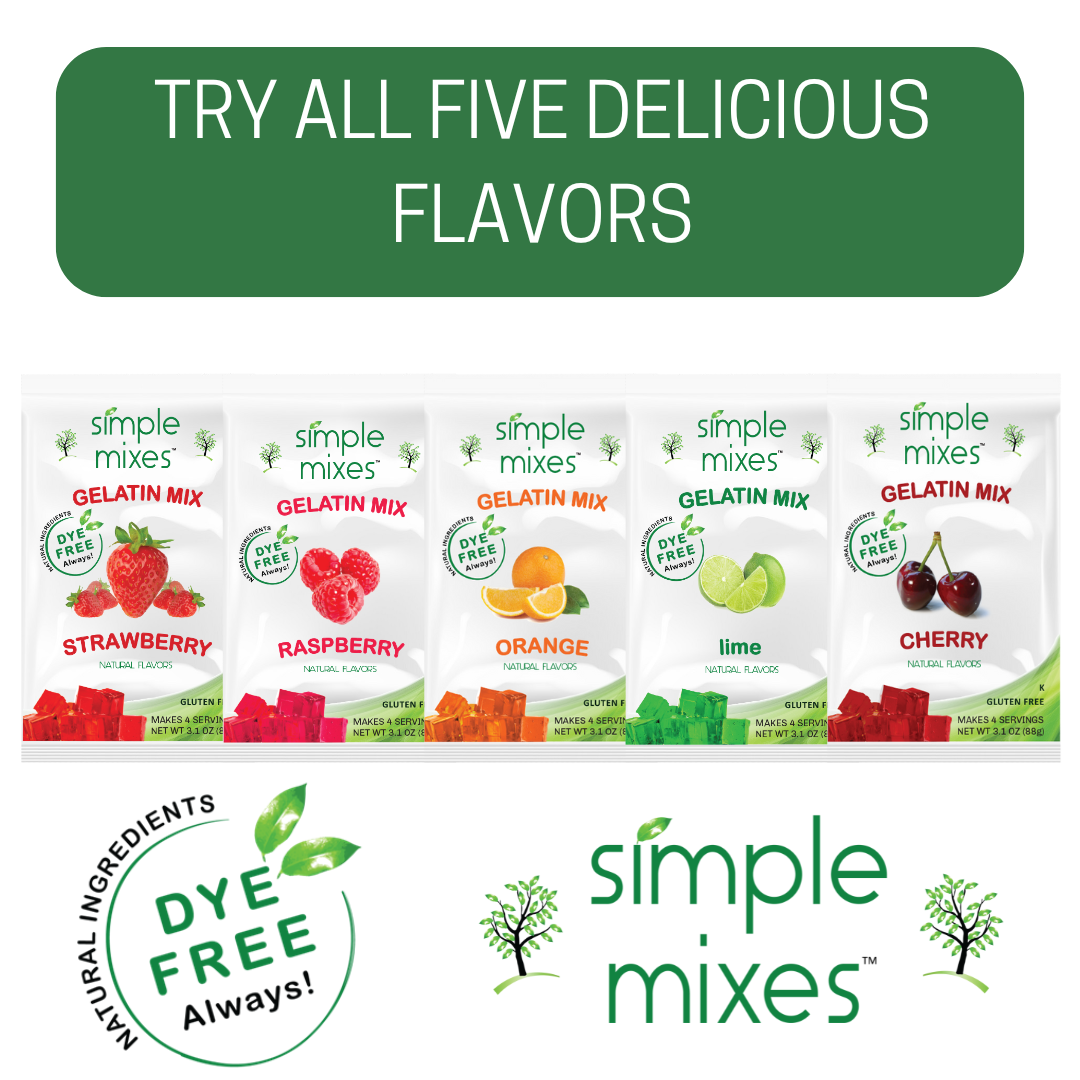 Simple Mixes Natural Dye-Free, Gluten-Free Gelatin Mix - Cherry, 3 Pack