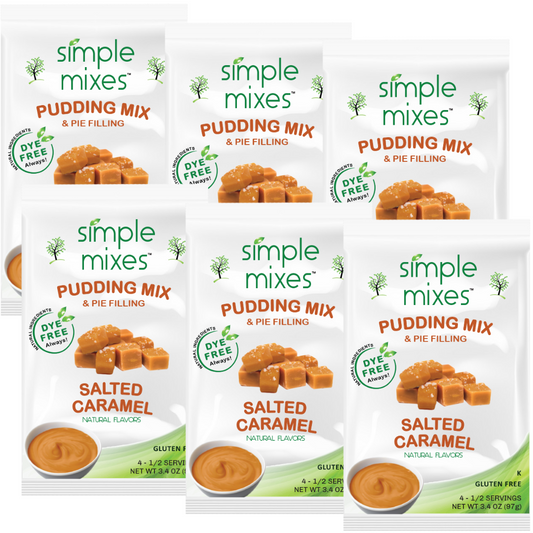 Simple Mixes Natural Dye-Free, Gluten-Free Instant Pudding Mix - Salted Caramel, 6 Pack