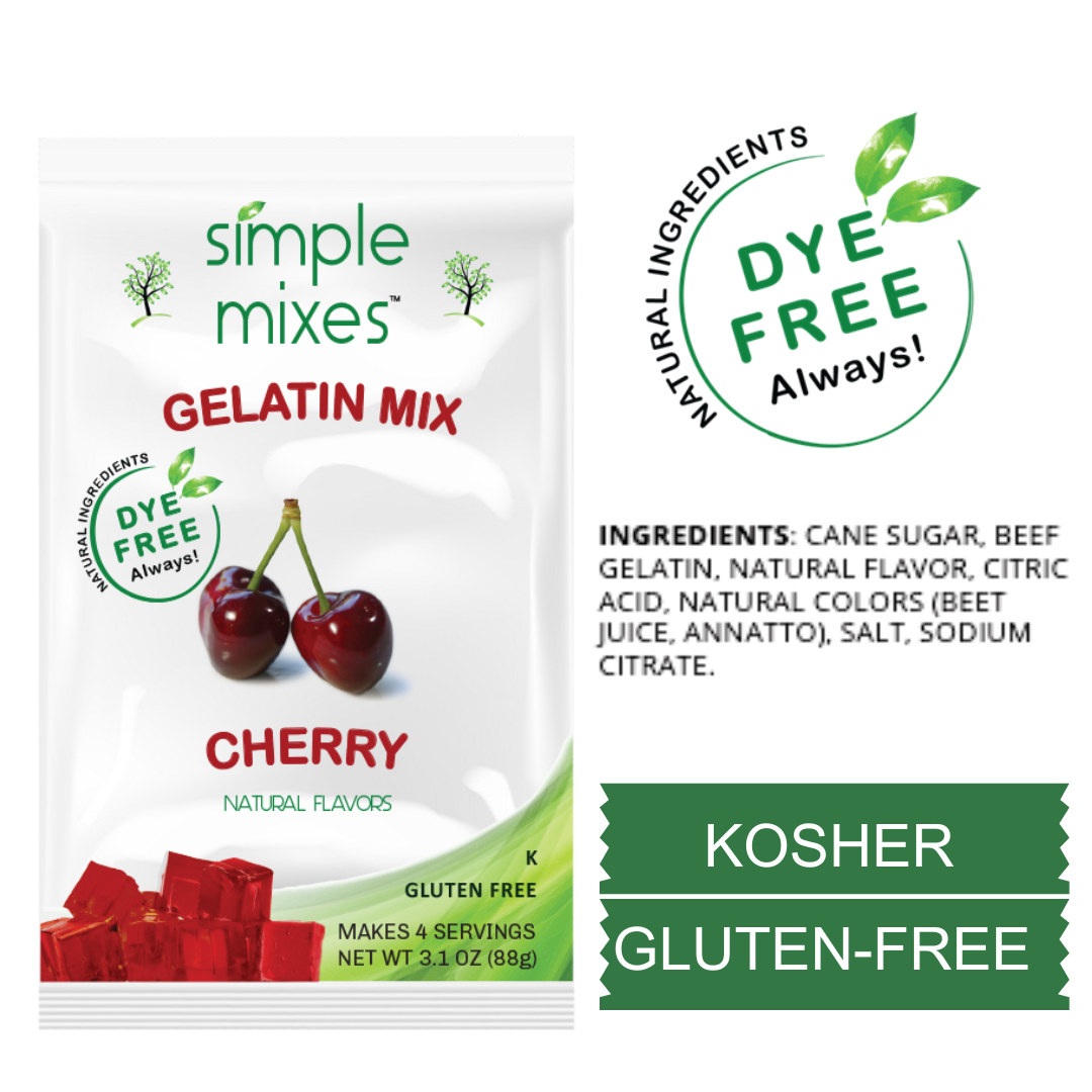 Simple Mixes Natural Dye-Free, Gluten-Free Gelatin Mix - Cherry, 3 Pack