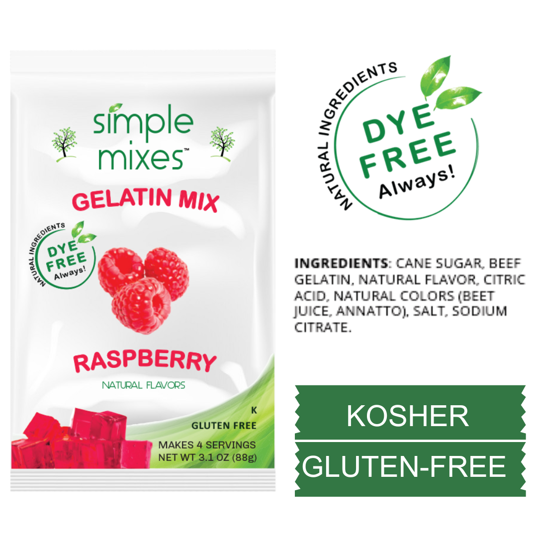 Simple Mixes Natural Dye-Free, Gluten-Free Gelatin Mix - Raspberry, 3 Pack