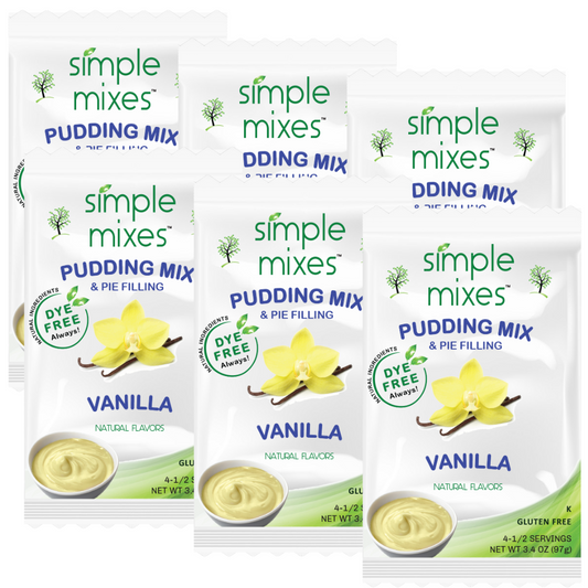 Simple Mixes Natural Dye-Free, Gluten-Free Instant Pudding Mix - Vanilla, 6 Pack