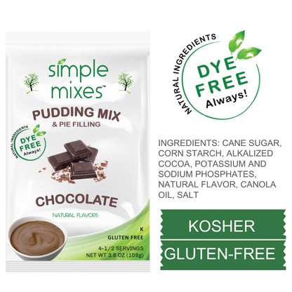 Simple Mixes Natural Dye-Free, Gluten-Free Instant Pudding Mix - Chocolate, 6 Pack