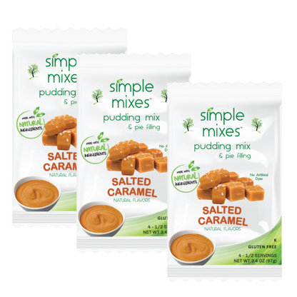 Simple Mixes Natural Instant Pudding Mix, Healthy Snack, Salted Caramel, Dye-Free, Fat-Free, Gluten-Free, Kosher, 3 Pack