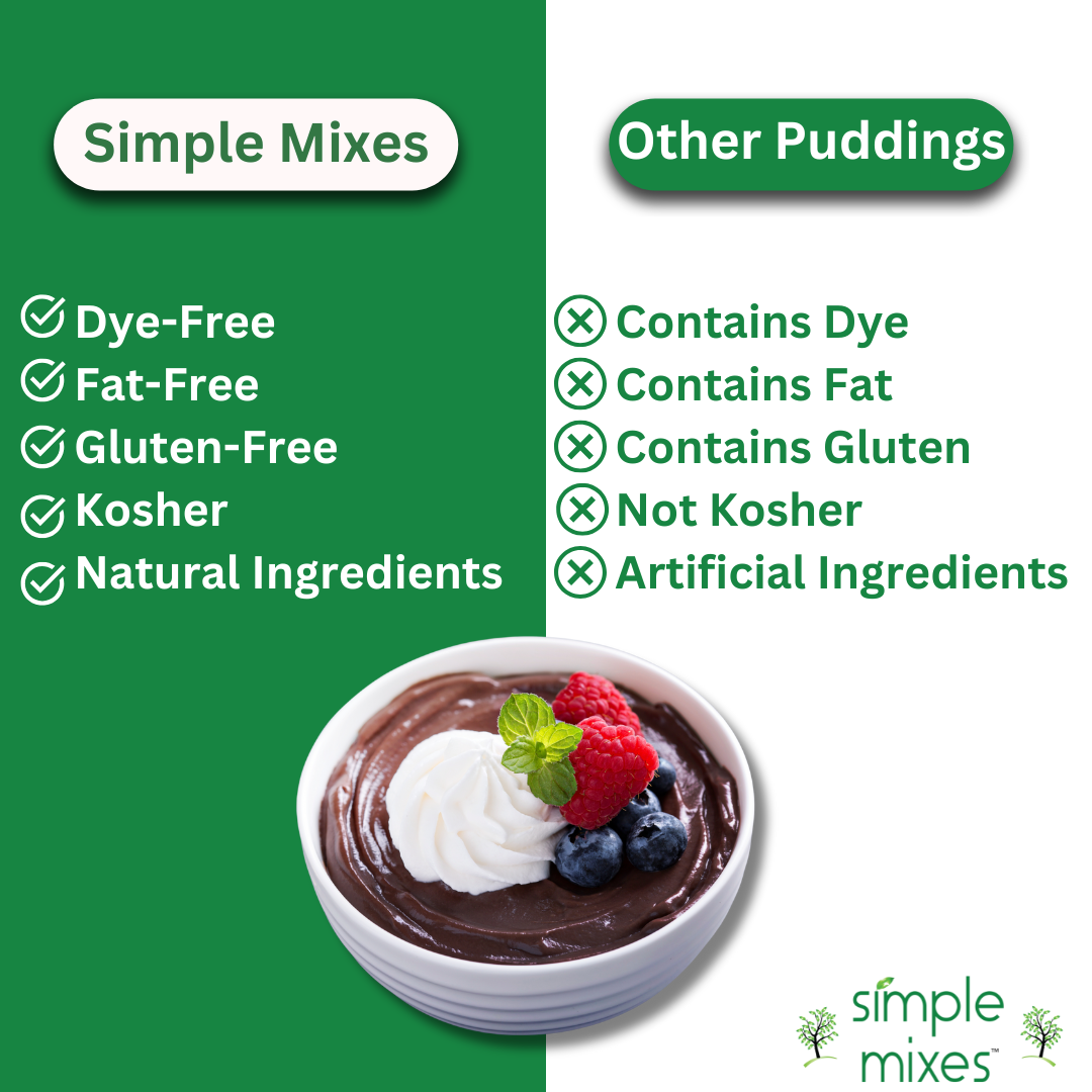 Simple Mixes Natural Instant Pudding Mix, Vanilla, Chocolate, Salted Caramel, Dye-Free, Fat-Free, Gluten-Free, Kosher, Variety 3 Pack