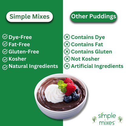Simple Mixes Natural Instant Pudding Mix, Vanilla, Chocolate, Salted Caramel, Dye-Free, Fat-Free, Gluten-Free, Kosher, Variety 3 Pack