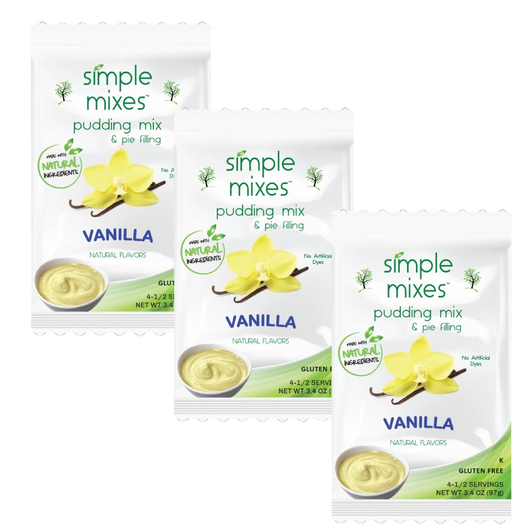 Simple Mixes Natural Instant Pudding Mix, Healthy Snack, Salted Caramel, Dye-Free, Fat-Free, Gluten-Free, Kosher, 3 Pack