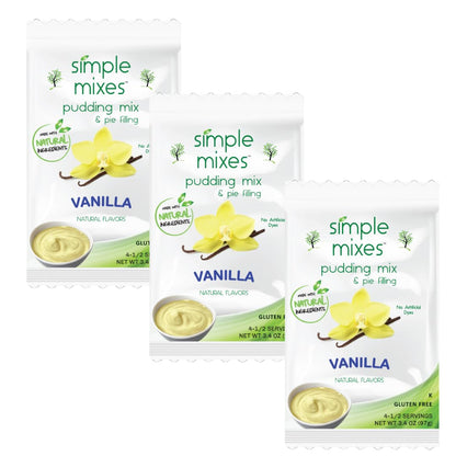 Simple Mixes Natural Instant Pudding Mix, Healthy Snack, Salted Caramel, Dye-Free, Fat-Free, Gluten-Free, Kosher, 3 Pack